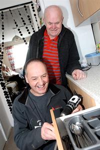 Propertycare staff member with tenant